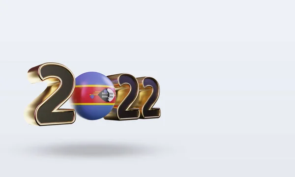 Szöveg 2022 Eswatini Zászló Renderelés Bal Nézet — Stock Fotó