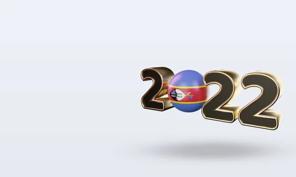 Text 2022 Eswatini Flag Rendering Right View — Stock Photo, Image