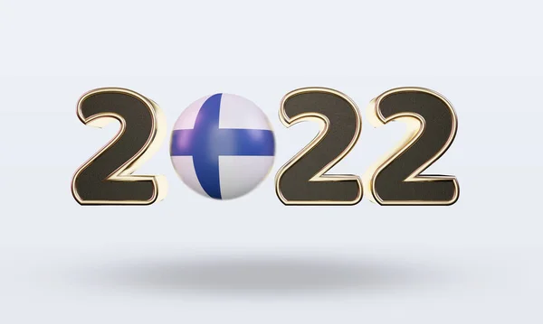 Text 2022 Finland Flag Rendering Front View — Foto Stock