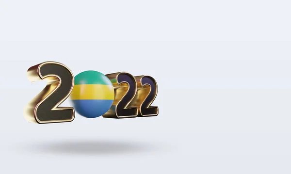 Texto 2022 Gabão Bandeira Renderização Vista Esquerda — Fotografia de Stock