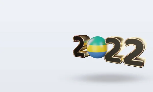 Text 2022 Gabon Flag Rendering Right View — Stock Photo, Image