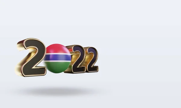 Text 2022 Gambia Flag Rendering Left View — Stock Photo, Image