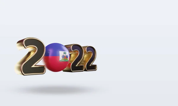 Text 2022 Haiti Flag Rendering Left View — 图库照片