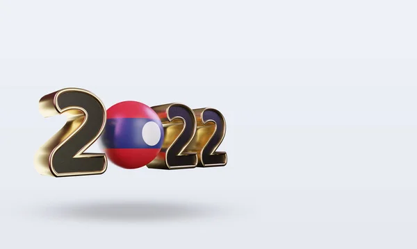 Szöveg 2022 Laosz Zászló Renderelés Bal Nézet — Stock Fotó