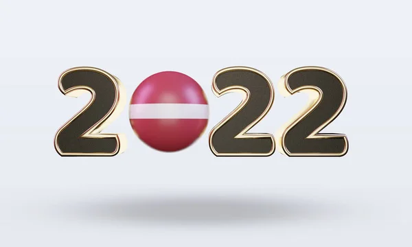 Testo 2022 Lettonia Bandiera Rendering Vista Frontale — Foto Stock