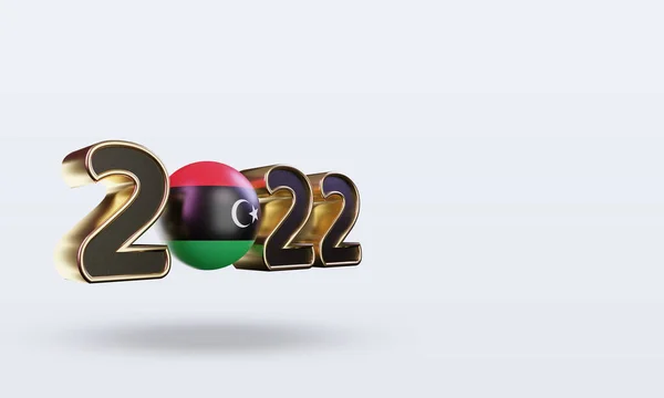 Text 2022 Libya Flag Rendering Left View — Stock Photo, Image