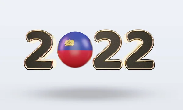 Texto 2022 Liechtenstein Bandeira Renderização Vista Frontal — Fotografia de Stock