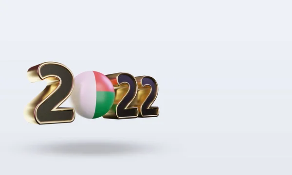 Tekst 2022 Madagaskar Flaga Renderowania Widok Lewo — Zdjęcie stockowe