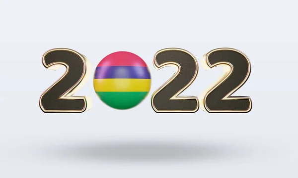 Text 2022 Mauritius Flag Rendering Front View — Stock Photo, Image