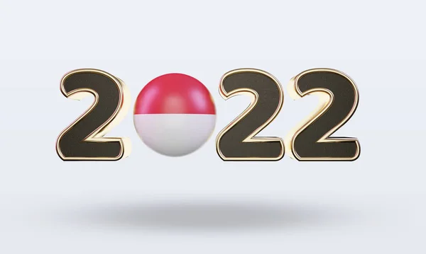 Текст 2022 Флаг Монако Отображающий Вид Спереди — стоковое фото