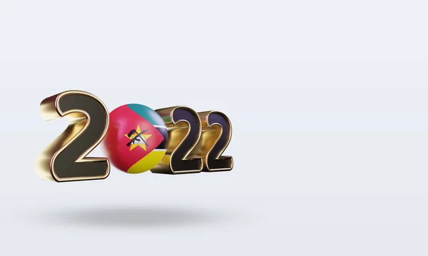 Texto 2022 Moçambique Bandeira Renderização Vista Esquerda — Fotografia de Stock