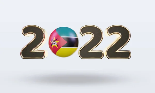 Testo 2022 Bandiera Del Mozambico Rendering Vista Frontale — Foto Stock