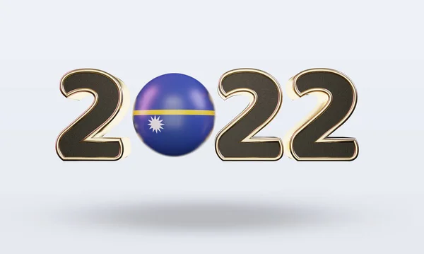 Testo 2022 Nauru Bandiera Rendering Vista Frontale — Foto Stock