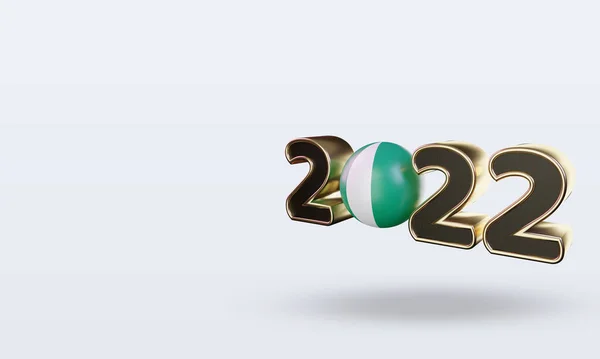 Text 2022 Nigeria Flag Rendering Right View — стокове фото