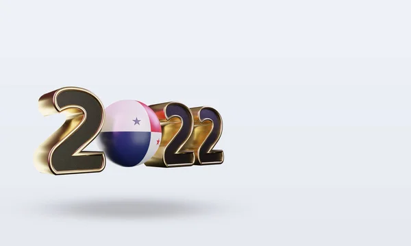 Texto 2022 Bandeira Panamá Renderização Vista Esquerda — Fotografia de Stock