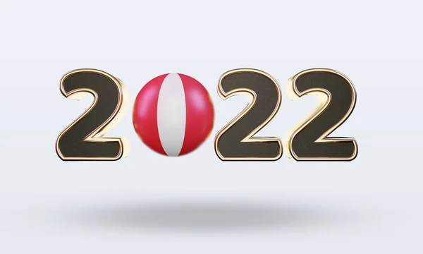 Tekst 2022 Peru Flaga Renderowania Widok Przodu — Zdjęcie stockowe