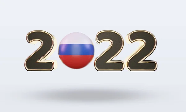Szöveg 2022 Orosz Zászló Renderelés Elölnézet — Stock Fotó