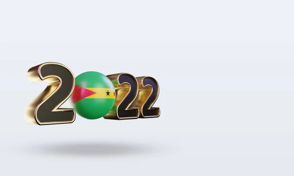 Szöveg 2022 Sao Tome Principe Zászló Renderelés Bal Nézet — Stock Fotó