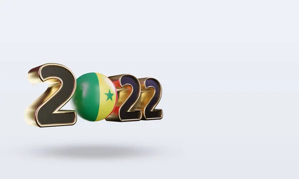 Text 2022 Senegal Flag Rendering Left View — Stock Photo, Image