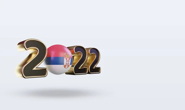 Text 2022 Serbia Flag Rendering Left View — Stock Photo, Image