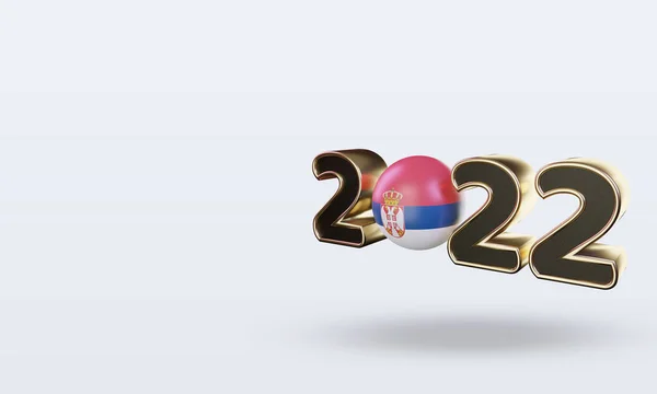 Texto 2022 Sérvia Bandeira Renderização Vista Direita — Fotografia de Stock