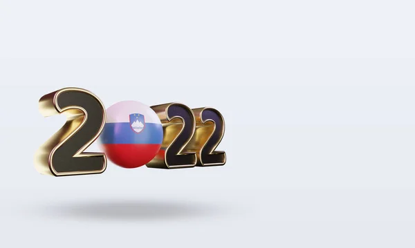 Texto 2022 Eslovénia Bandeira Renderização Vista Esquerda — Fotografia de Stock