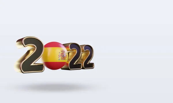Text 2022 Spain Flag Rendering Left View — Stock Photo, Image