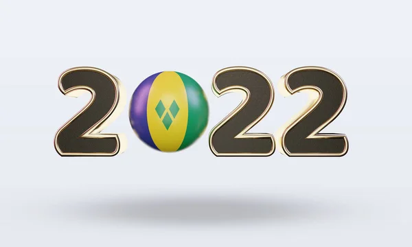Szöveg 2022 Szent Vincent Grenadine Zászló Amely Elölnézetből — Stock Fotó