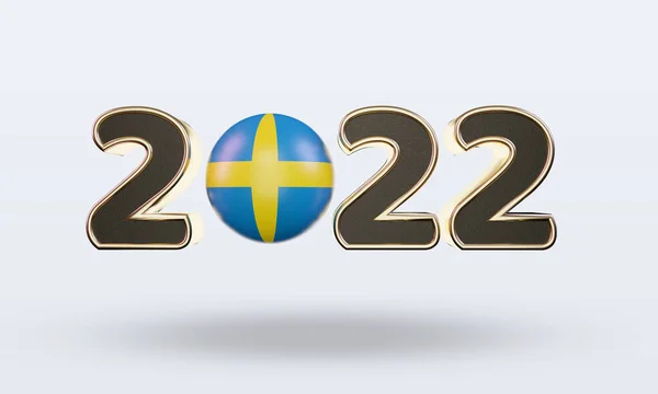 Text 2022 Sweden Flag Rendering Front View — Stock Photo, Image
