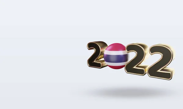 Texto 2022 Tailândia Bandeira Renderização Vista Direita — Fotografia de Stock