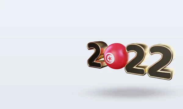 Texto 2022 Tunísia Bandeira Renderização Vista Direita — Fotografia de Stock