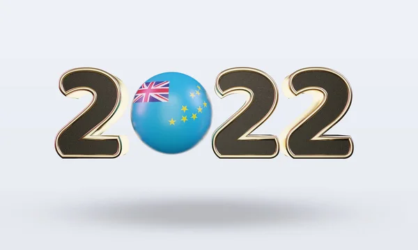 Szöveg 2022 Tuvalu Zászló Renderelő Elölnézet — Stock Fotó