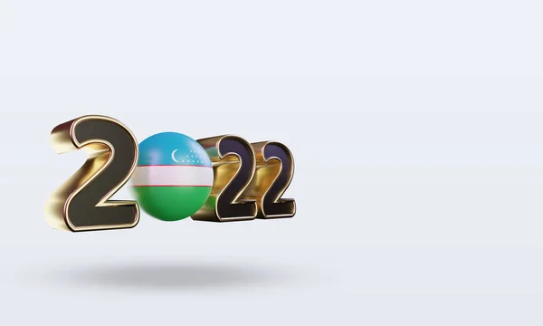 Texto 2022 Uzbekistán Bandera Representación Vista Izquierda — Foto de Stock