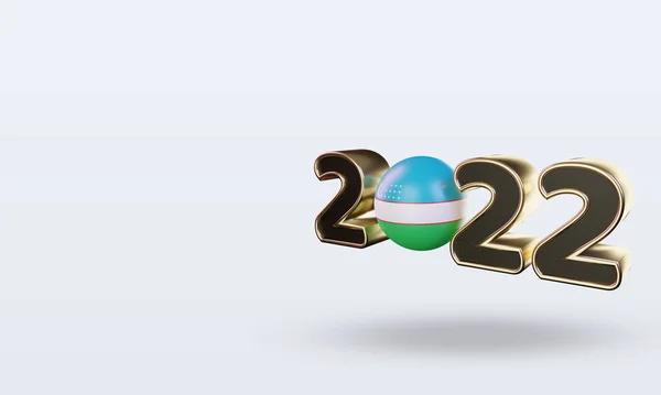 Texto 2022 Uzbequistão Bandeira Renderização Visão Direita — Fotografia de Stock