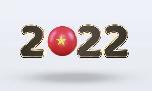 Testo 2022 Vietnam Bandiera Rendering Vista Frontale — Foto Stock