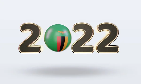 Testo 2022 Zambia Bandiera Rendering Vista Frontale — Foto Stock