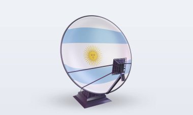 3D uydu Arjantin bayrağı ön görünümü yansıtıyor