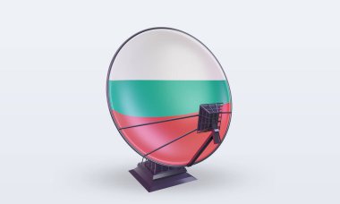 3d uydu Bulgaristan bayrağı ön görünümü yansıtıyor
