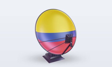 3D uydu Kolombiya bayrağı ön görünüm oluşturuyor