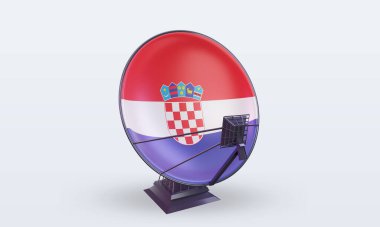 3D uydu Hırvatistan bayrağı ön görünümü yansıtıyor