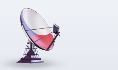 3d uydu Çek Cumhuriyeti bayrağı sol görüşü yansıtıyor