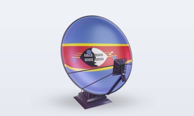 3D uydu Eswatini bayrağı ön görünümü yansıtıyor