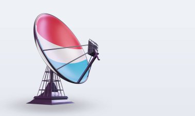 3d uydu Lüksemburg bayrağı sol görünümü yansıtıyor