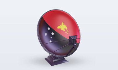 3D uydu Papua Yeni Gine bayrağı ön görünüm oluşturuyor