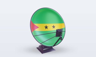 3D uydu Sao Tome ve Principe bayrağı ön görünüm oluşturuyor