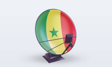 3d uydu Senegal bayrağı ön görünüm oluşturma