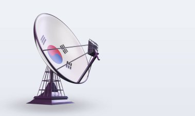 3D uydu Güney Kore bayrağı sol görüşü yansıtıyor