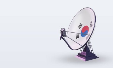 3D uydu Güney Kore bayrağı sağa bakıyor