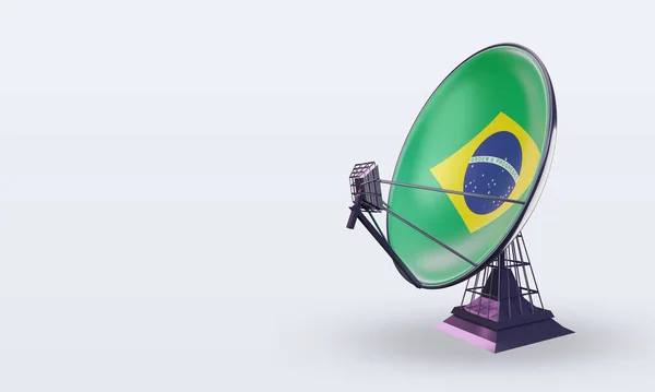 Satellite Brazil Flag Rendering Right View — Fotografia de Stock