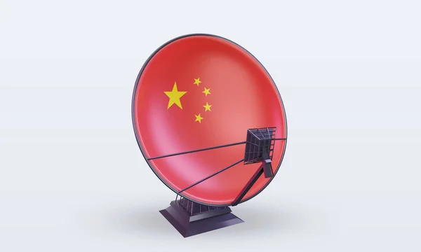 Satelita Chiny Flaga Renderowania Widok Przodu — Zdjęcie stockowe